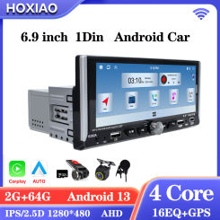 6.9 inch Android 13 Car Multimedia Player 1Din Radio Wireless Carplay Autoradio GPS Navigation WIFI DVR AHD Android Auto