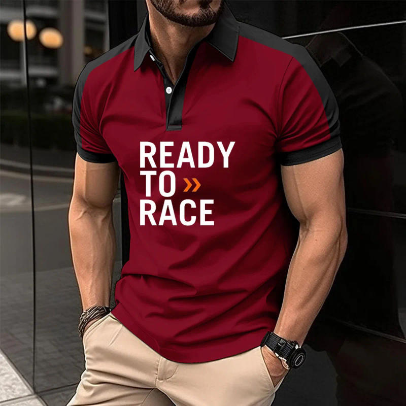 Description Picture 4 of itemMen's polo shirt Ready To Race print High Quality cotton lapel T-shirt summer 2024 new short sleeves Men's golf shirt Sweatshirt