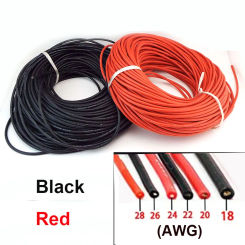 Soft Silicone red black Wire 18AWG 20AWG 22AWG 24AWG 26AWG 28AWG Heat-resistant Car Battery Automotive Electrical Power Cable