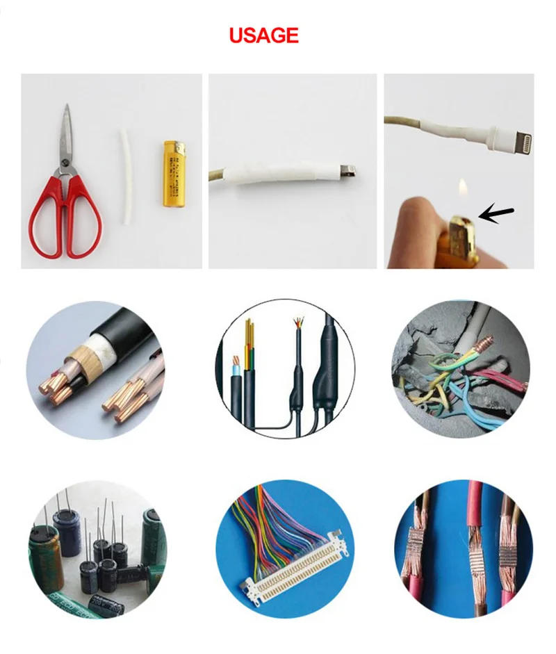 Description Picture 3 of item127pcs Black Heat Shrink Tube Wires Wrap Tubing Wire Connect Cover Protection Cable Sleeve Electric Waterproof Shrinkable 2:1
