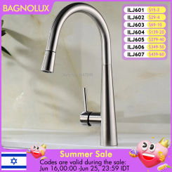 High Arch Solid Brass Single Handle Single Hole Brushed Nickel Matte Black Pull Out Pull Down Sprayer Spring Kitchen Sink Faucet