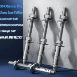 A2 Expansion Screw 304 Stainless Steel Super Long Ceiling Expansion Bolt Wedge Anchor Bolt Through Bolt M6 M8 M10 M12 Kit