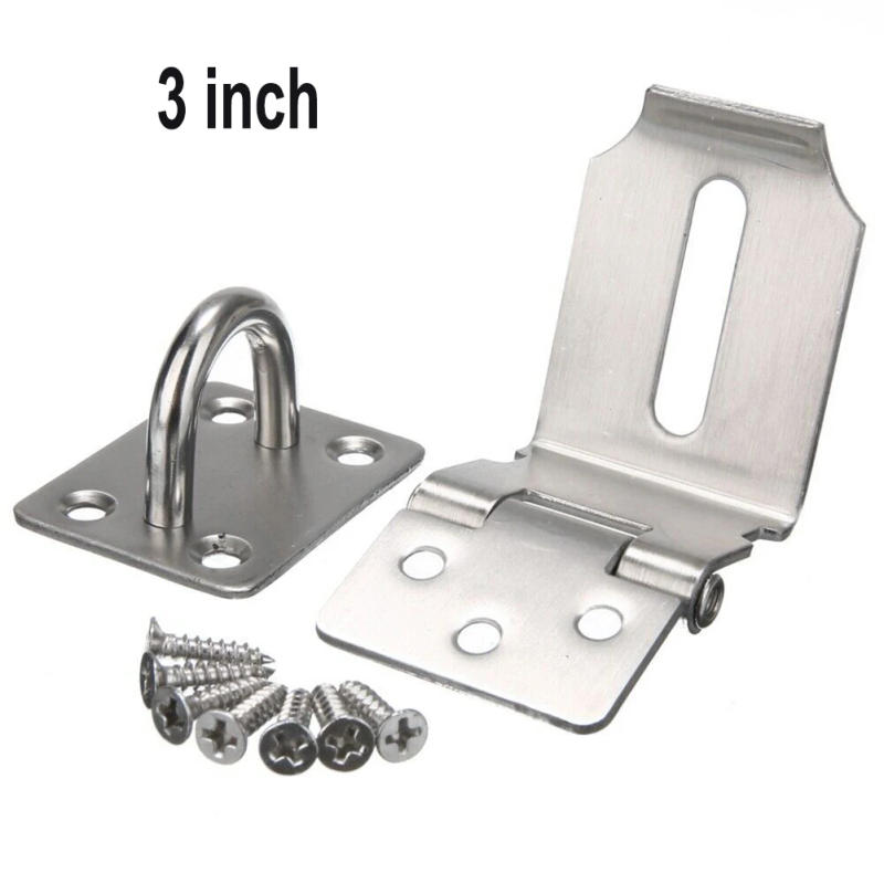 Description Picture 4 of item90 Degrees Door Clasp Lock Hasp Staple Shed Latch Stainless Steel Door Lock Padlock Clasp Burglar-Proof Home Wood Door Hardware