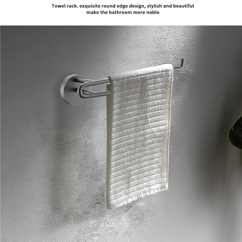 Description Picture 4 of itemGray Bath Towel Rack Stainless Steel Bathroom Shelf Bathroom Towel Rack Toilet Bathroom Hardware Pendant Set