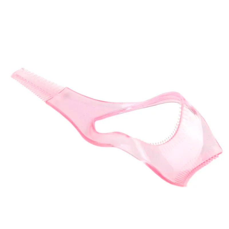 Description Picture 4 of item3 In 1 Makeup Mascara Shield Guard Eye Lash Mascara Applicator Comb Eyelash Curling Makeup Brush Curler Eye Makeup Stencils Pink