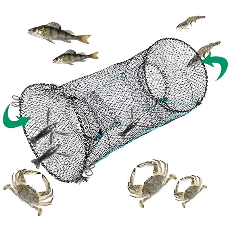 Description Picture 3 of itemFishing Net Crab Crayfish Lobster Catcher Pot Trap Eel Live Bait Woven Loop Rope With Black Foldable Portable Fishing Net