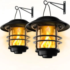Outdoor LED Solar Wall Lamp Flickering Flames Solar Sconce Lights Hanging Solar Lamps For Garden Yard  Solar wall lights