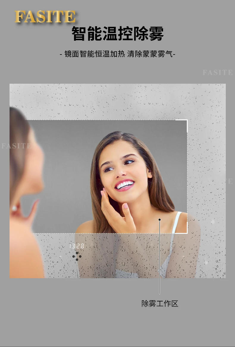 Description Picture 5 of itemLed Bathroom Shower Mirror Wall Mounted Anti Fog Smart Mirror Large Dressing Table Espejo Pared Mirrors With Lights EB5BM