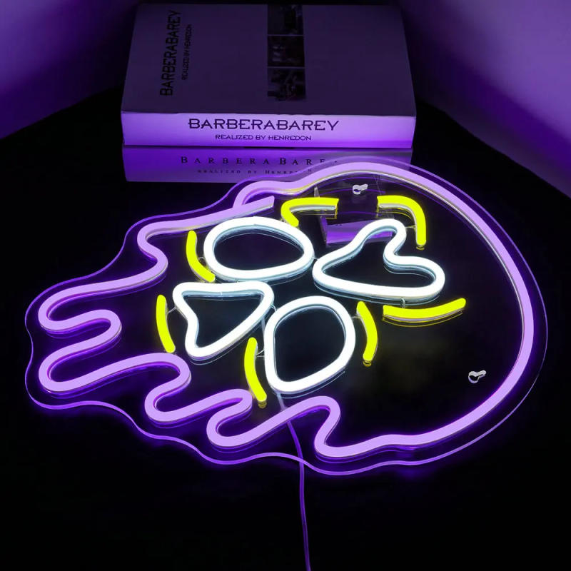 Description Picture 3 of itemPurple Skeleton Neon Sign Halloween Neon Light USB Dimmable Light Sign Skull Head Neon Light for Living Room Halloween Bar Club