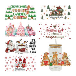 3D UV DTF Transfers Stickers, 16oz Cup Wraps, Merry Christmas Printed for DIY Glass Ceramic Metal Leather Etc D6805