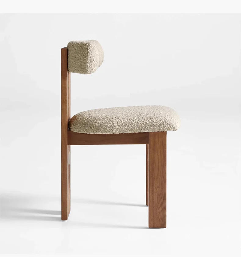 Description Picture 4 of itemFrench Retro Dining Chairs, Home Restaurant Solid Wood Chairs, Light Luxury Casual Makeup Stools, Designer Lamb Velvet Stools