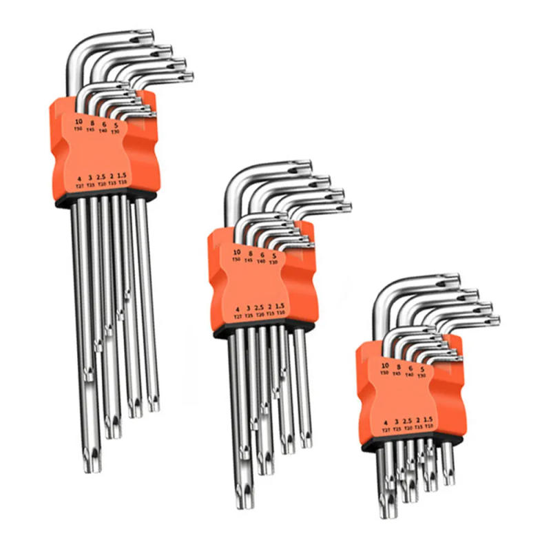 Description Picture 2 of item9Pcs Torx Star Wrench Kits Set Allen Keys Hexagon Spanner KeySet Plum Blossom Dual End L Type Star Screwdriver Hand Repair Tools
