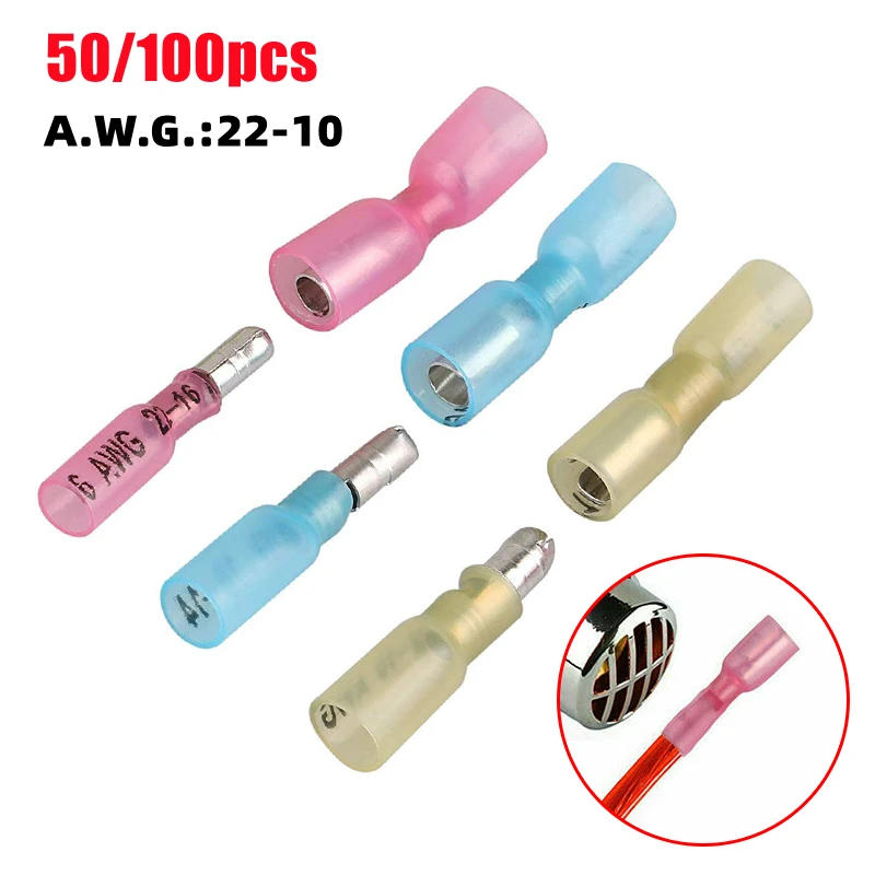 Description Picture 2 of item220PCS Waterproof Insulated Butt Wire Connector Heat Shrink Crimp Terminals Kit Male Female Electrical Cable Spade Terminal