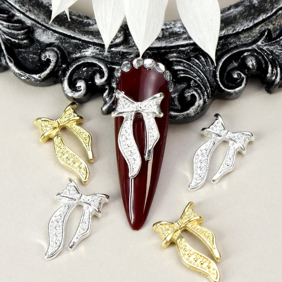 Description Picture 3 of item20pcs Y2K Metal Ribbon Bow Nail Art Charms Kawaii 3D Nails Decoration Accessories Summer DIY Manicure Designs Supplies Parts