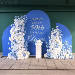 Wedding KT Board Backdrop Decoration Blue White Rose Hydrangea Floral Arrangement for Event Party Props Aisle Floor Flower