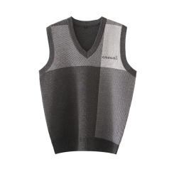 Loose Style V-neck Casual Knitted Vest Men Spring Autumn Versatile Sleeveless Backpack