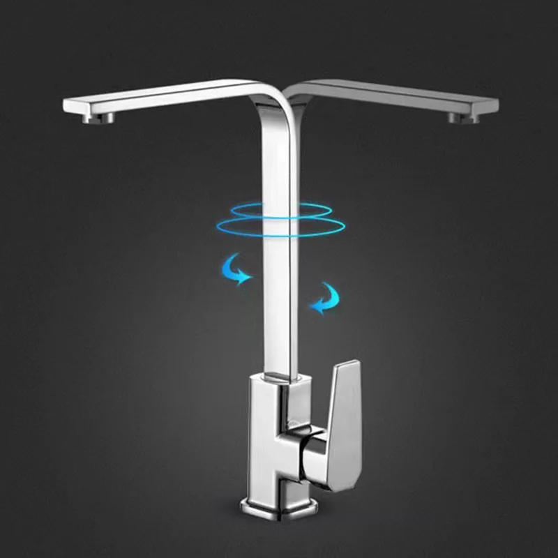 Description Picture 3 of itemKitchen Faucet Full Copper Square Tube Seven-shaped Hot and Cold Dual-use Faucet Sink Faucet With Water Inlet Pipe