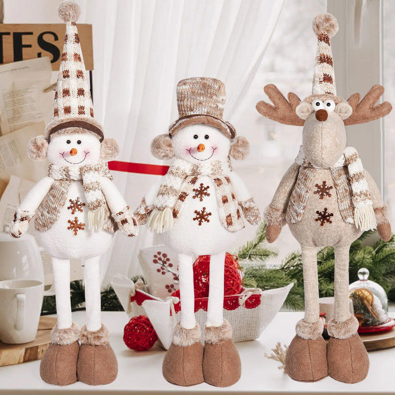 Description Picture 3 of item1 PCS Plush Toys Telescopic Long Legged Elk Snowman Christmas Room Props Decoration Plushies Doll Gifts for Kid