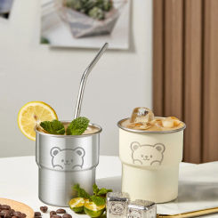 WORTHBUY 304 Stainless Steel Water Mug For Kids 300ML Portable Cute Tumbler Anti-scalding Juice Milk Tea Coffee Cup Drinkware