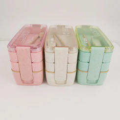 Healthy Material Lunch Box 3 Layer Wheat Straw Bento Boxes Microwave Dinnerware Food Storage Container Lunchbox 900ml