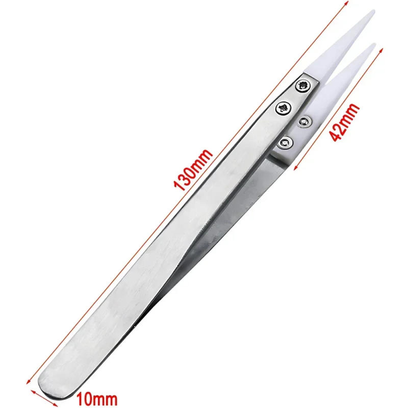 Description Picture 5 of itemAnti-Static Ceramic Tweezers Stainless Steel Industrial Ceramic Tweezers Insulated Straight/Curved Tip Black-Whit Tweezers