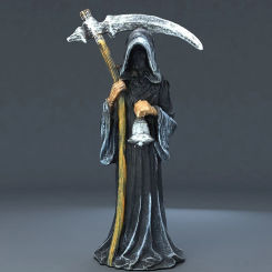 1pcs Holy Death Statue Standing Religious Decorative Figurine Grim Reaper Holding Scythe Statue Altar Halloween