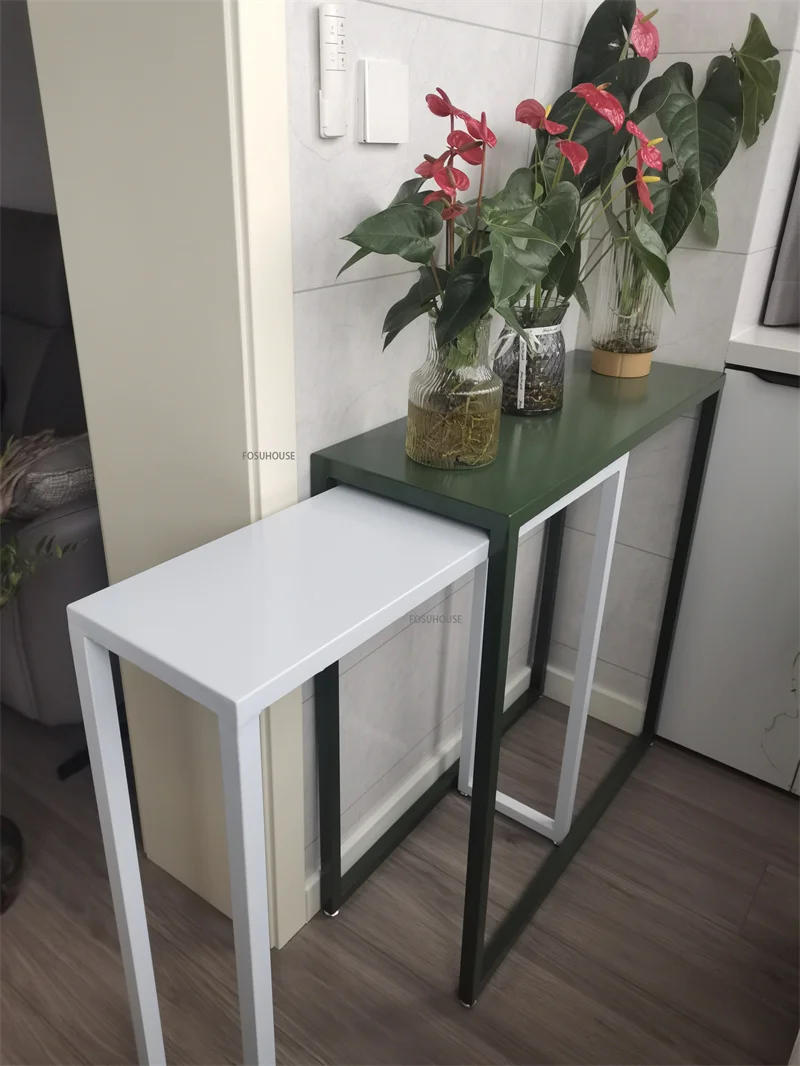 Description Picture 3 of itemModern Minimalist Iron Console Table Storage Rack End View Table  Living Room Furniture Hallway Console Narrow Table Bar Tables