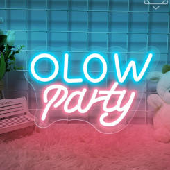 Olow Party Neon Sign LED Neon Lights for Bar Pub Wall Wedding Birthday Aesthetic Decoration Room Wall Decor Neon Signs USB Light