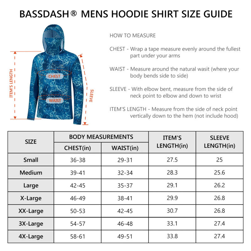 Description Picture 3 of itemBassdash Men’s UPF 50+ Fishing Hiking Camo Hoodie Shirt with Face Mask Lightweight Neck Gaiter Long Sleeve Sun Protection FS25M