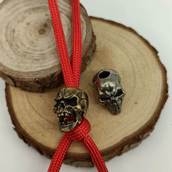 EDC Paracord Beads Punk Skull Head Retro Brass Umbrella Rope Woven Lanyard Pendants Handmade DIY Bracelets Keychains Accessories