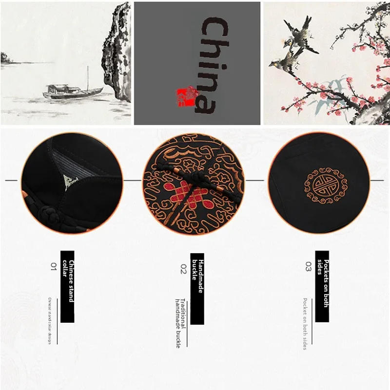 Description Picture 3 of item2023 Middle-aged Elderly Men's Long Sleeve Chinese Style Jacket Casual Suit For Spring Autumn Perfect For Elderly Dad