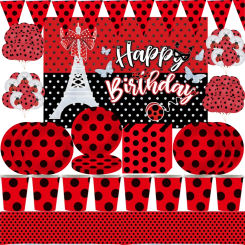 Ladybug Birthday Party Decoration Baby Shower Disposable Tableware Latex Balloon Plate Tablecloth Backdrop Kids Party Supplies