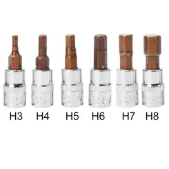 1Pc 1/4" Drive Hex Socket Bits Set 3mm 4mm 5mm 6mm 7mm 8mm Screwdriver Bit For Inner Hex Socket Hand Tool H3 H4 H5 H6 H7 H8
