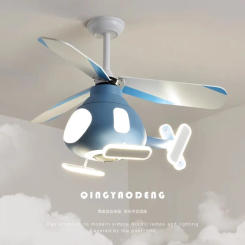 Helicopter Lamp Chandelier Children's Bedroom Blue Pink Ceiling Fan Aircraft Light Study Girls Boys Kids' Room Люстра Потолочная