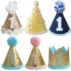INS 1 2 3 Kids Birthday Hat Baby Girl Boy Headband Baby Shower Anniversary Birthday Party Decoration Supplies Atmosphere Props