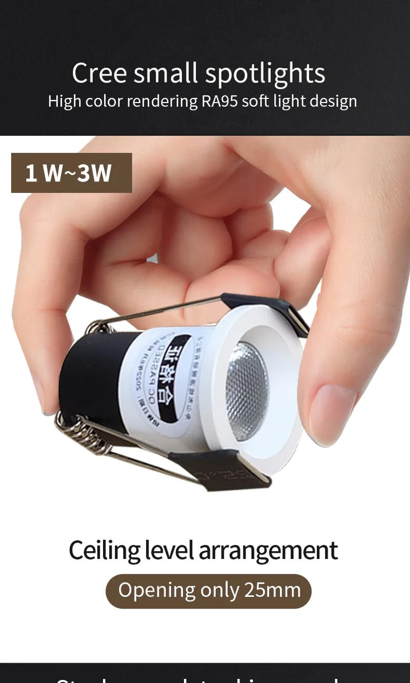 Description Picture 2 of item【25mm hole】recessed mini Spotlight 1w 3w LED ceiling light 110 volt 220V indoor embedded small downlight with driver set
