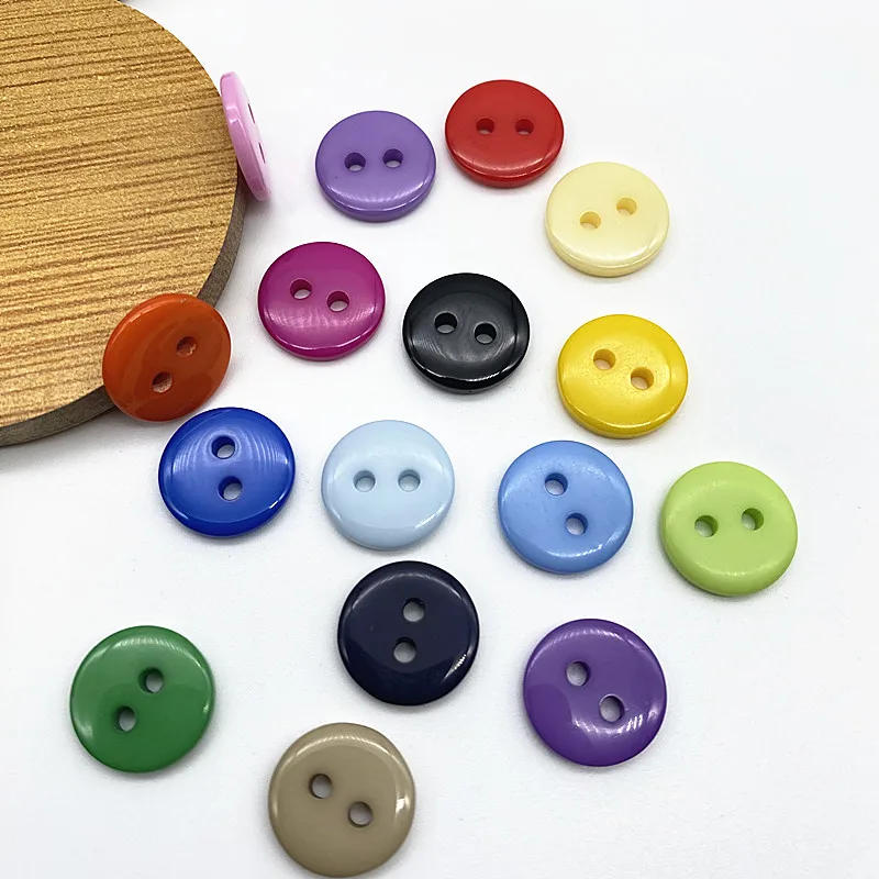 Description Picture 4 of itemNew 50pcs 11.5mm Colours Double Eye Bread Button Round Resin Sewing Buttons Diy Scrapbooking Multicolour