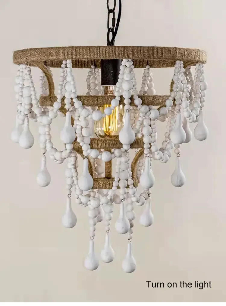 Description Picture 4 of itemBohemian Pendant Lights Wood Beads Chandeliers Living Room Restaurant Hotel Homestay Hanging Lamps for Luminaires Room Decor