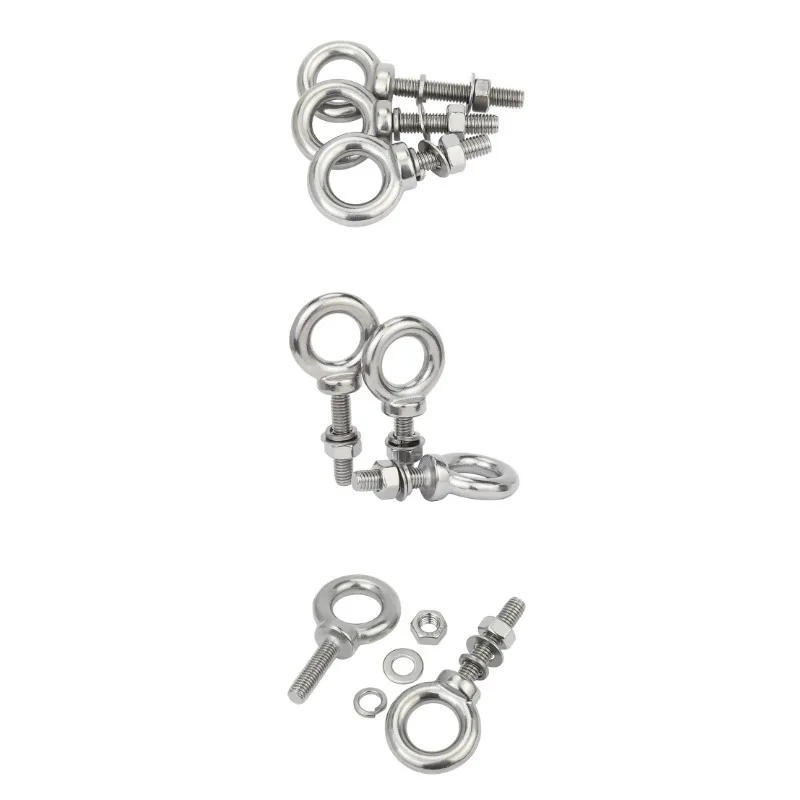 Description Picture 5 of itemM3 M4 M5 M6 M8 304 Stainless Steel Ring Eyebolts with Nut Washer Gaksets Set,Extended Bolts Marine Lifting Ring Screws and Nuts