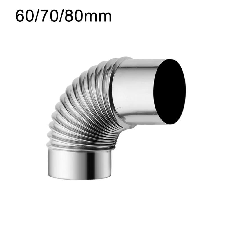Description Picture 4 of item60/70/80mm 90 Degree Flue Elbow Pipe Chimney Liner Bend Stainless Steel Multi Flue Stove Pipes Wood Stoves Chimney