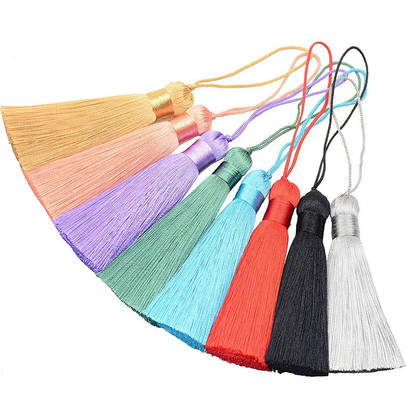 Description Picture 3 of item2/4Pcs 16cm Silk Tassel Chunky Tassels Soft Elegant Handmade Silky Floss Tassels with Cord Loop for Crafts Earrings Jewelry Make
