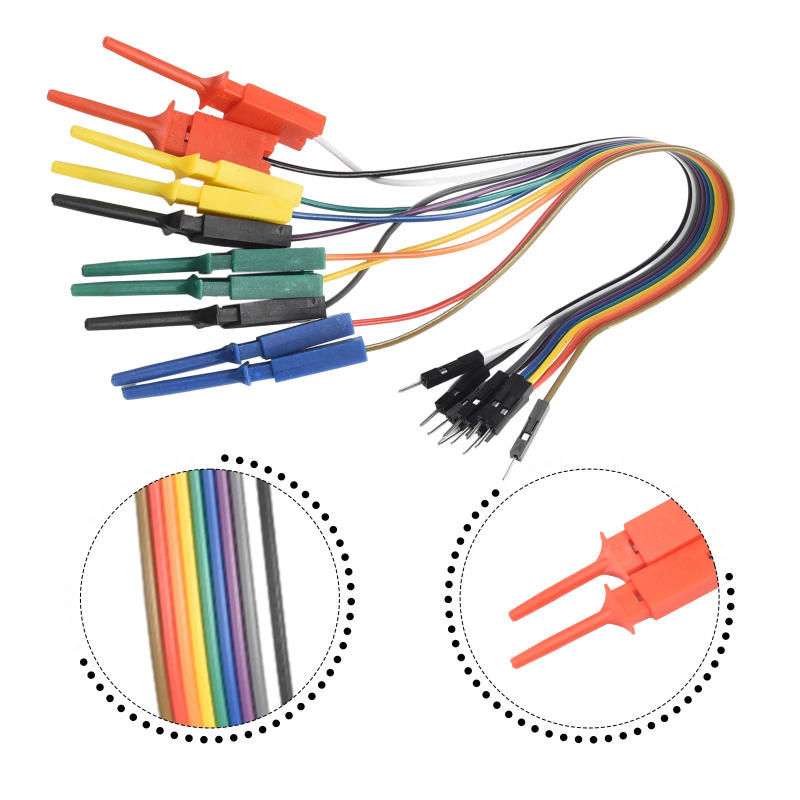 Description Picture 3 of item1Pc 20cm length 10Pin Logic Analyzer Cable Test Lead Hook Cable Clamp 5 Color Probe Testing Electrical Equipment High Efficiency