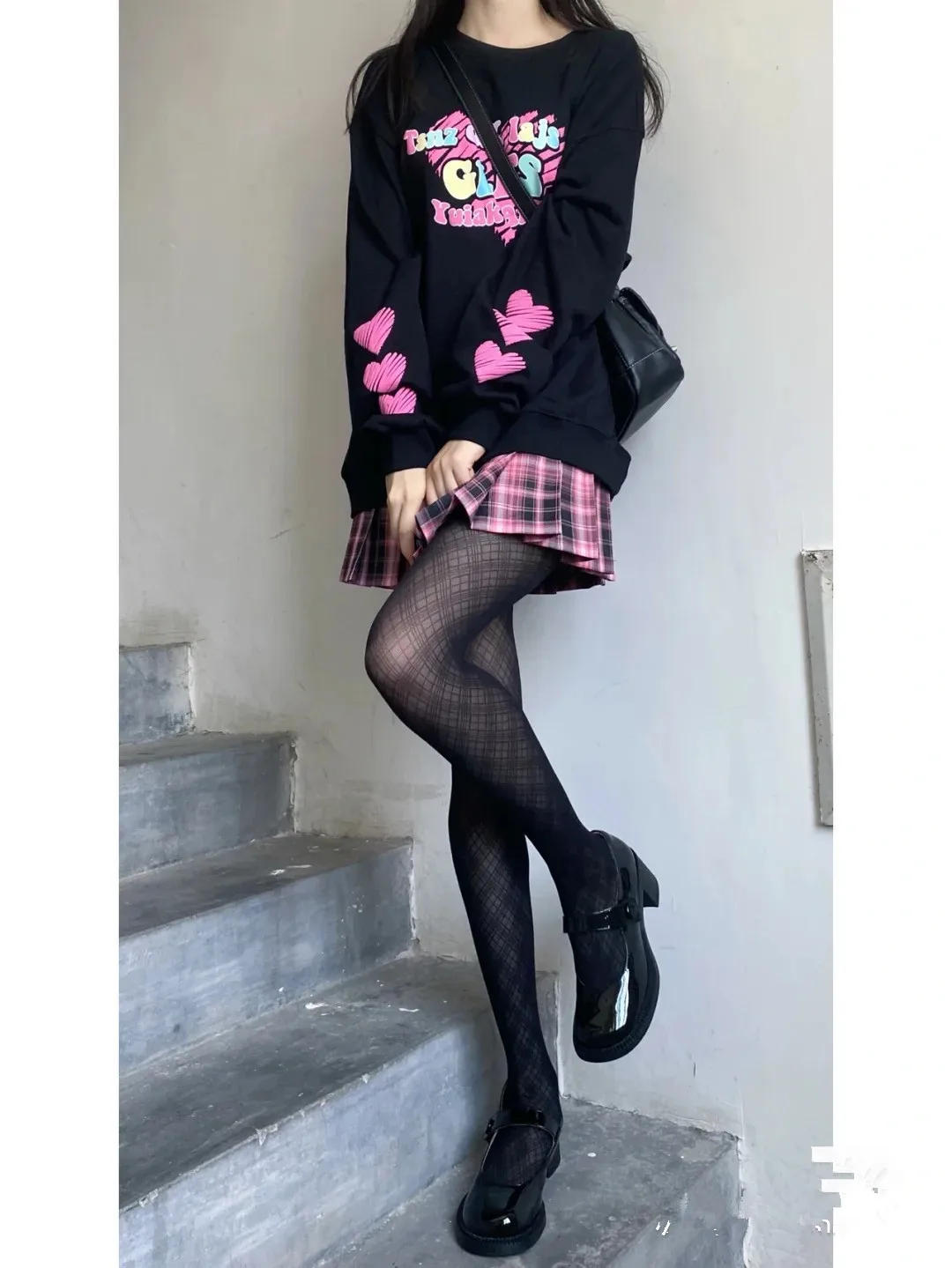 Description Picture 4 of itemJK Lolita Girls Tights Pantyhose Women Ultra-thin Nylon Thigh High Stockings Pantyhose Y2k Japan Style Black Plaid Tights Women