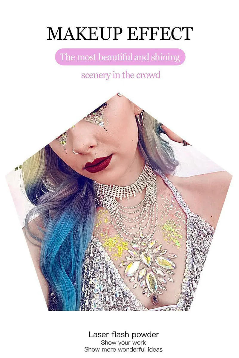 Description Picture 5 of itemMAGIC CASA Glitter Gel Merman Scale Face Body Lip Glitter Eyeshadow Lasting Waterproof Dazzling Polarized Stage Makeup