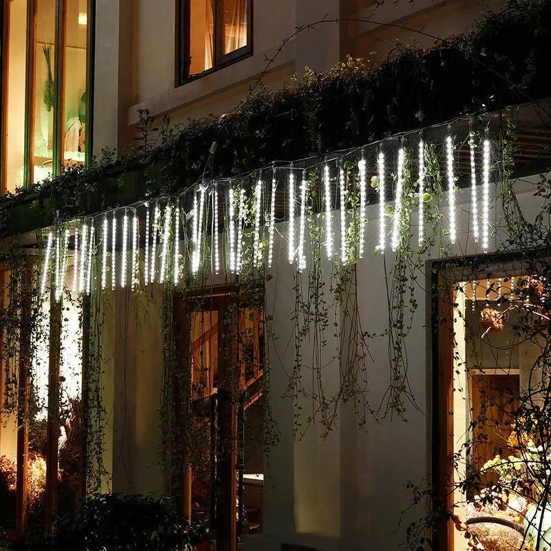 Description Picture 3 of item8/16/24/32Tube Meteor Shower LED String Light US Plug/EU Plug Street Decoration Fairy Garland Wedding Christmas Outdoor Lighting