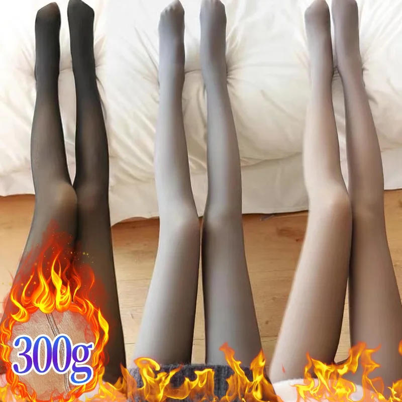 Description Picture 2 of itemSuper-thick 300g Fleece Pantyhose Women Winter Translucent Thermal Pantyhose Girls Plush Tights Leggings Warm Stockings Pants