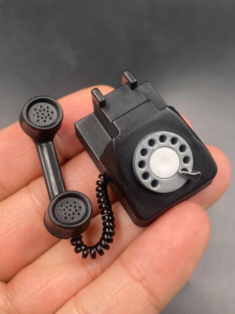 Description Picture 2 of item1/6 Plastic Scale Desk Phone Scene Accessories Telephone Model Desktop Scene for 12" Figure Black Miniatures Decoration Crafts