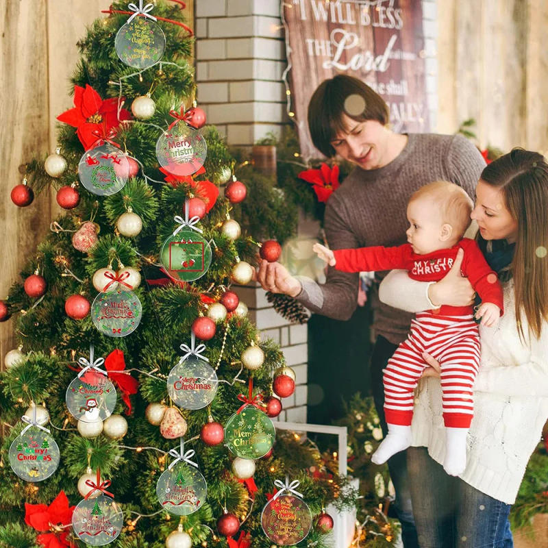 Description Picture 6 of item20/10/5pcs Acrylic Discs Christmas Tree Hanging Ornament DIY Blank Circle Xmas New Year Decor for Home Clear Bauble Ball Crafts