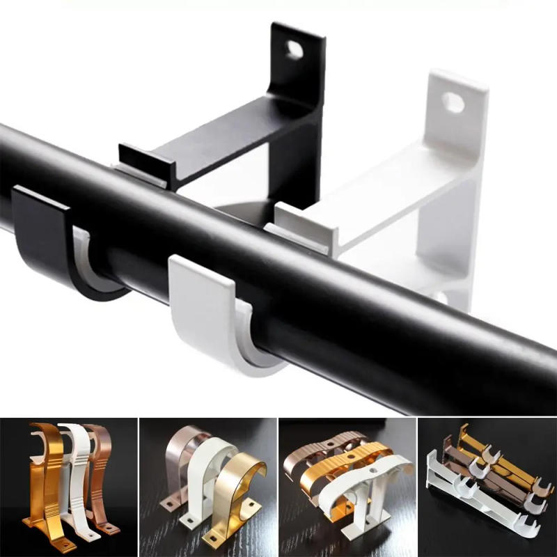 Description Picture 2 of item1Pcs Single Double Hang Curtain Rod Bracket Fixing Clip Aluminum Alloy Rod Support Clamp Furniture Hardware Crossbar Hanger Hook