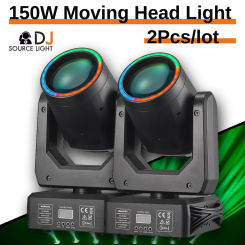 2Pcs/lot LED Moving Head With Ring 150W Beam Spot 18 Rotating Prism Dmx Stage Effect Light Disco Dj Bar Wedding Club Music Party
